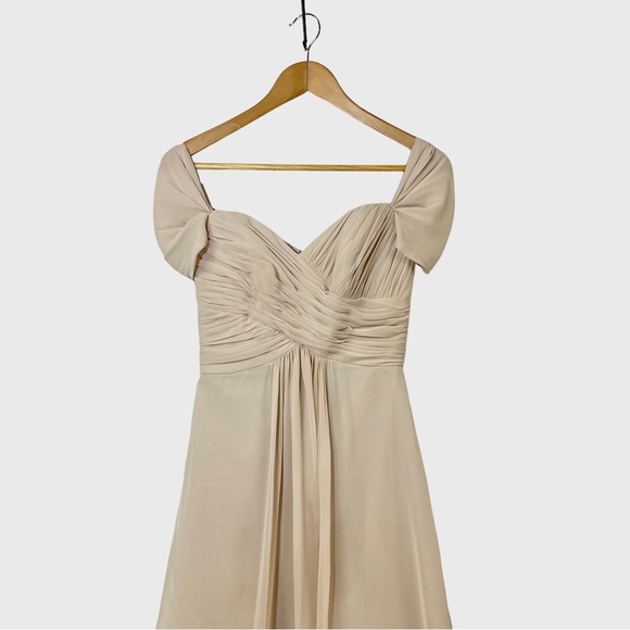 Dessy Collection by Vivian Diamond Blush Pink Lux Chiffon Dress 0 Convertible - Picture 3 of 12